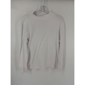 Speculation White Mock Neck Long Sleeve Shirt Women's L Cotton Blend Basic Top